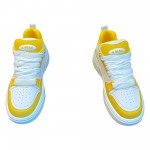 Men'S Low-Top Sneakers - Breathable Synthetic & Fabric Upper, Thick PVC Sole for Height Boost, White & Yellow Colorway, Lace-Up Casual Shoes for Casual Attire, Stylish Laceup Shoes, Modern Sneakers, Comfortable Fabric Insole